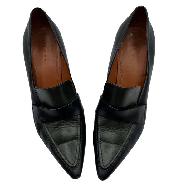 Celine Paris Womens 38.5 US 8 Leather Slip On Heels Green Blue Pointed Toe Italy - Picture 2 of 14